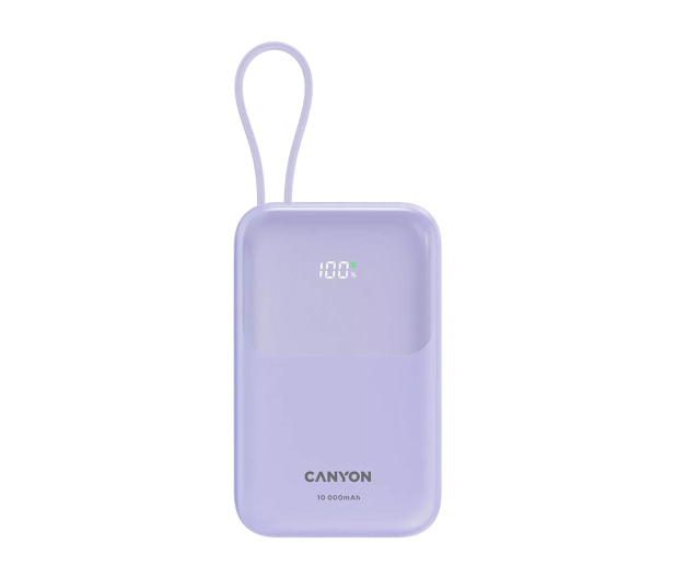 CANYON Powerbank OnPower 101 z kablem 10000 mAh PD22.5W Fioletowy - 1320626 - zdjęcie